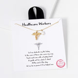 110849, HEALTHCARE WORKERS CADUCEUS AND FRESHWATER PEARL CHARM NECKLACE