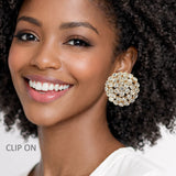 110855, DOME ROUND CRYSTAL RHINESTONE CLIP ON EARRINGS