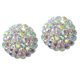 110855, DOME ROUND CRYSTAL RHINESTONE CLIP ON EARRINGS
