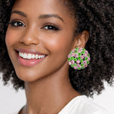 110855, SORORITY DOME ROUND CRYSTAL RHINESTONE CLIP ON EARRINGS