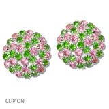 110855, SORORITY DOME ROUND CRYSTAL RHINESTONE CLIP ON EARRINGS