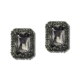 110856, RECTANGLE CRYSTAL HALO STUD EARRINGS