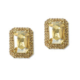 110856, COLORFUL RECTANGLE CRYSTAL HALO STUD EARRINGS
