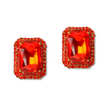 110856, COLORFUL RECTANGLE CRYSTAL HALO STUD EARRINGS