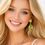 110859, COLORFUL TEARDROP CRYSTAL CLIP ON DROP EARRINGS