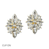 110860, MARQUISE CRYSTAL CLIP ON EARRINGS