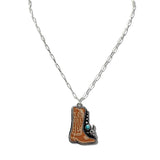 110864, WESTERN COWBOY BOOT PENDANT NECKLACE