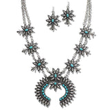 110869, WESTERN TURQUOISE SQUASH BLOSSOM NECKLACE
