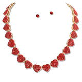 110880, VALENTINE HEART LINK PAVE RHINESTONE NECKLACE
