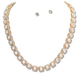 110883, GEOMETRIC LINK PAVE RHINESTONE NECKLACE