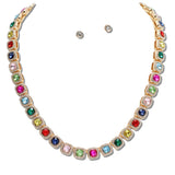 110883, GEOMETRIC LINK PAVE RHINESTONE NECKLACE