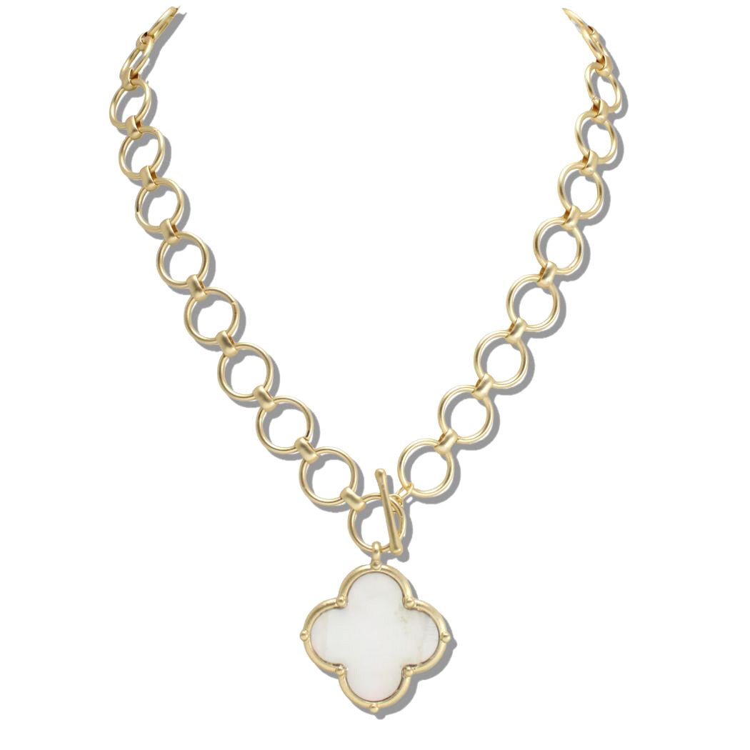 110886, CLOVER TOGGLE PENDANT CHAIN NECKLACE – GOOD FEELINGS, INC