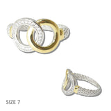 110893, 14K GOLD PLATED INTERLOCKING INFINITY CIRCLES MESH RING wholesale fashion jewelry - GOOD FEELINGS, INC