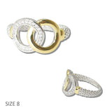 110893, 14K GOLD PLATED INTERLOCKING INFINITY CIRCLES MESH RING wholesale fashion jewelry - GOOD FEELINGS, INC