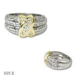 110895, 14K GOLD PLATED TWO TONE X ACCENT DESIGNER INSPIRED RING wholesale fashion jewelry - GOOD FEELINGS, INC