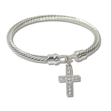 110898, 14K GOLD PLATED PAVE CROSS CHARM DESIGNER INSPIRED BRACELET