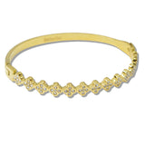 110906, CRYSTAL CLOVER STAINLESS STEEL BANGLE BRACELET