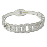 110907, INTERLOCKING LINK CRYSTAL STAINLESS STEEL BANGLE BRACELET