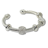 110909, 14K GOLD PLATED PAVE BARREL ACCENT DESIGNER INSPIRED CUFF BRACELET