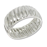 110919, POLISHED RIBBED HINGED BANGLE BRACELET