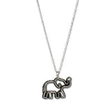 110923, FILIGREE CUTOUT ELEPHANT PENDANT NECKLACE
