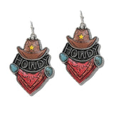 110931, WESTERN HOWDY COWBOY HAT AND BANDANA EARRINGS
