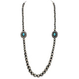 110933, WESTERN CONCHO BEADED LONG NECKLACE