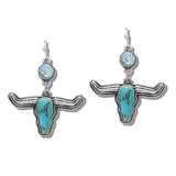 110936, WESTERN TURQUOISE STEER HEAD EARRINGS