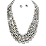 110949, MULTI STRAND BALL BEADED NECKLACE