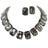 110956, RECTANGLE GEOMETRIC RHINESTONE NECKLACE