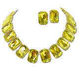 110956, RECTANGLE GEOMETRIC RHINESTONE NECKLACE