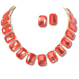 110956, RECTANGLE GEOMETRIC RHINESTONE NECKLACE