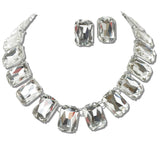 110956, RECTANGLE GEOMETRIC RHINESTONE NECKLACE