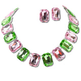110956, SORORITY RECTANGLE GEOMETRIC RHINESTONE NECKLACE
