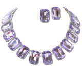 110956, RECTANGLE GEOMETRIC RHINESTONE NECKLACE