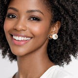 110957, COCO PAVE CRYSTAL PEARL STUD EARRINGS