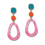 110959, ACETATE COLOR BLOCK GEOMETRIC DROP EARRINGS