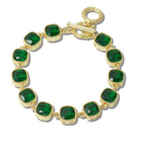 110964, 14K GOLD PLATED CUBIC ZIRCONIA CUSHION TOGGLE BRACELET
