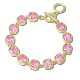 110964, 14K GOLD PLATED CUBIC ZIRCONIA CUSHION TOGGLE BRACELET