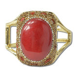 Bling Crystal and Oval Gemstone Bangle Bracelet