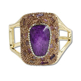 110973, BLING CRYSTAL AND SEMI PRECIOUS STONE GEOMETRIC BANGLE BRACELET wholesale fashion jewelry - GOOD FEELINGS, INC