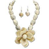 110993, FLORAL ACETATE AND MARBLE BEAD NECKLACE