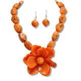 110993, FLORAL ACETATE AND MARBLE BEAD NECKLACE
