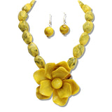 110993, FLORAL ACETATE AND MARBLE BEAD NECKLACE