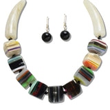 110994, ARTISTIC GEOMETRIC ACEATE BEAD NECKLACE