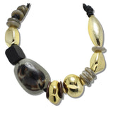 111000, BOLD LEOPARD ACCENT MIXED BEAD NECKLACE