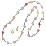 111005, IRIDESCENT BEAD AND CURVED BAR STRETCH LONG NECKLACE