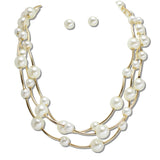 111007, PEARL AND CURVED BAR STRETCH LONG NECKLACE
