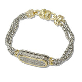 111010, 14K GOLD PLATED PAVE CZ DOUBLE STRAND MAGNETIC DESIGNER INSPIRED BRACELET