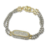 111010, 14K GOLD PLATED PAVE CZ DOUBLE STRAND MAGNETIC DESIGNER INSPIRED BRACELET